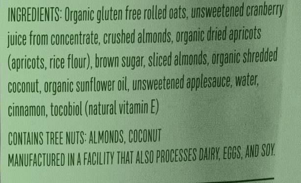 Case Apricot Coconut Almond Granola Clusters (4oz. bags) 12 pack CASE